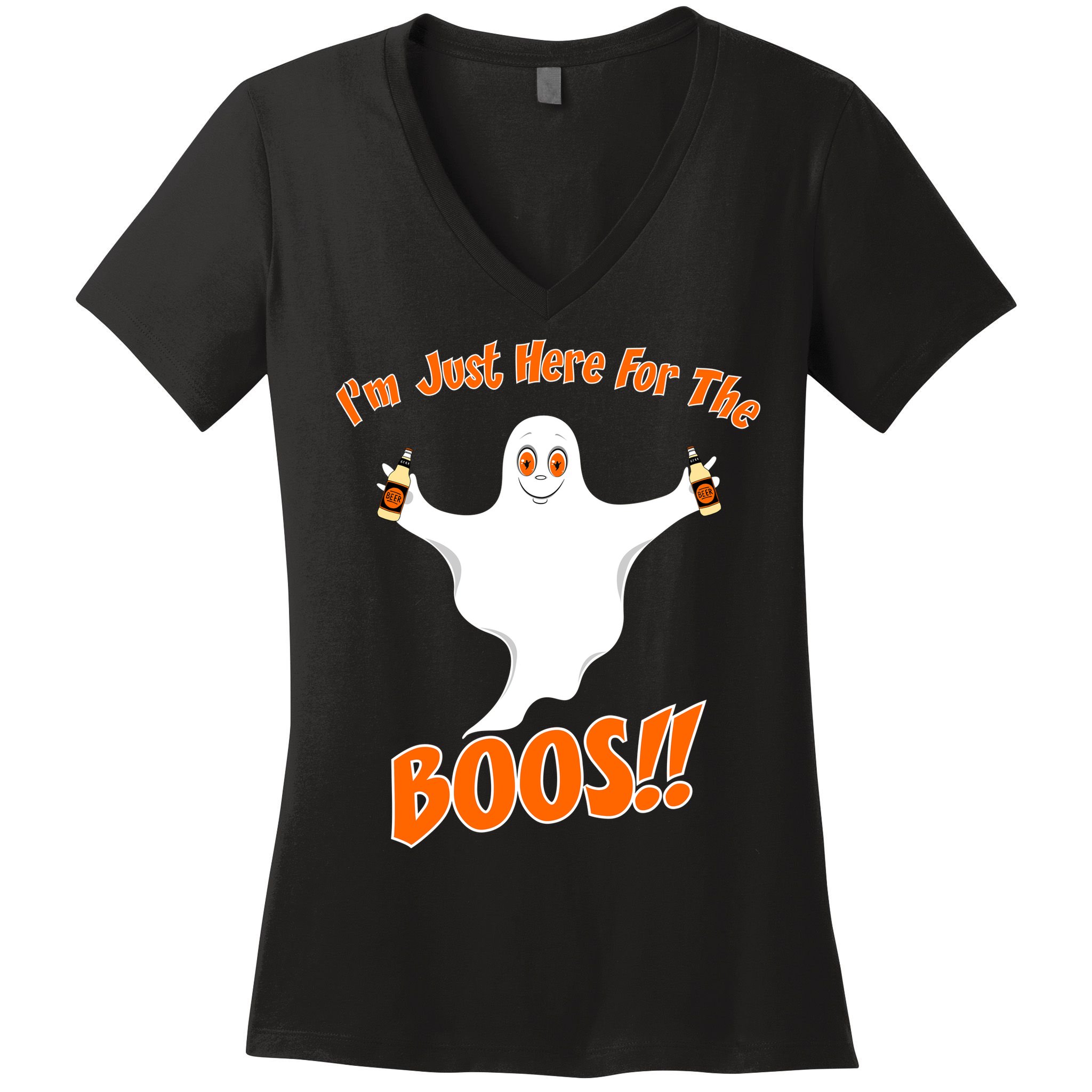 I'm Just Here For The Boos! Halloween Ghost Women's V-Neck T-Shirt