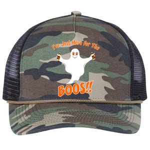 I'm Just Here For The Boos! Halloween Ghost Retro Rope Trucker Hat Cap