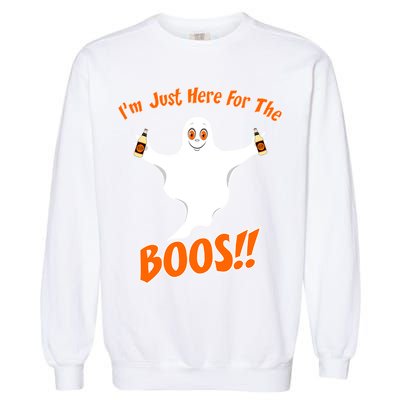 I'm Just Here For The Boos! Halloween Ghost Garment-Dyed Sweatshirt