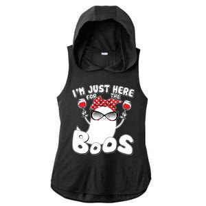 I'm Just Here For The Boos Wine Lover Ladies PosiCharge Tri-Blend Wicking Draft Hoodie Tank