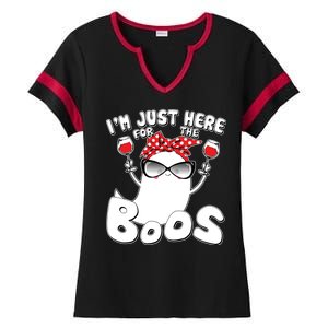 I'm Just Here For The Boos Wine Lover Ladies Halftime Notch Neck Tee