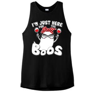 I'm Just Here For The Boos Wine Lover Ladies PosiCharge Tri-Blend Wicking Tank