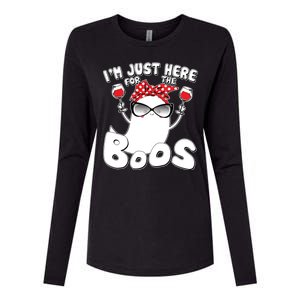 I'm Just Here For The Boos Wine Lover Womens Cotton Relaxed Long Sleeve T-Shirt