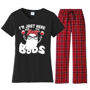 I'm Just Here For The Boos Wine Lover Women's Flannel Pajama Set