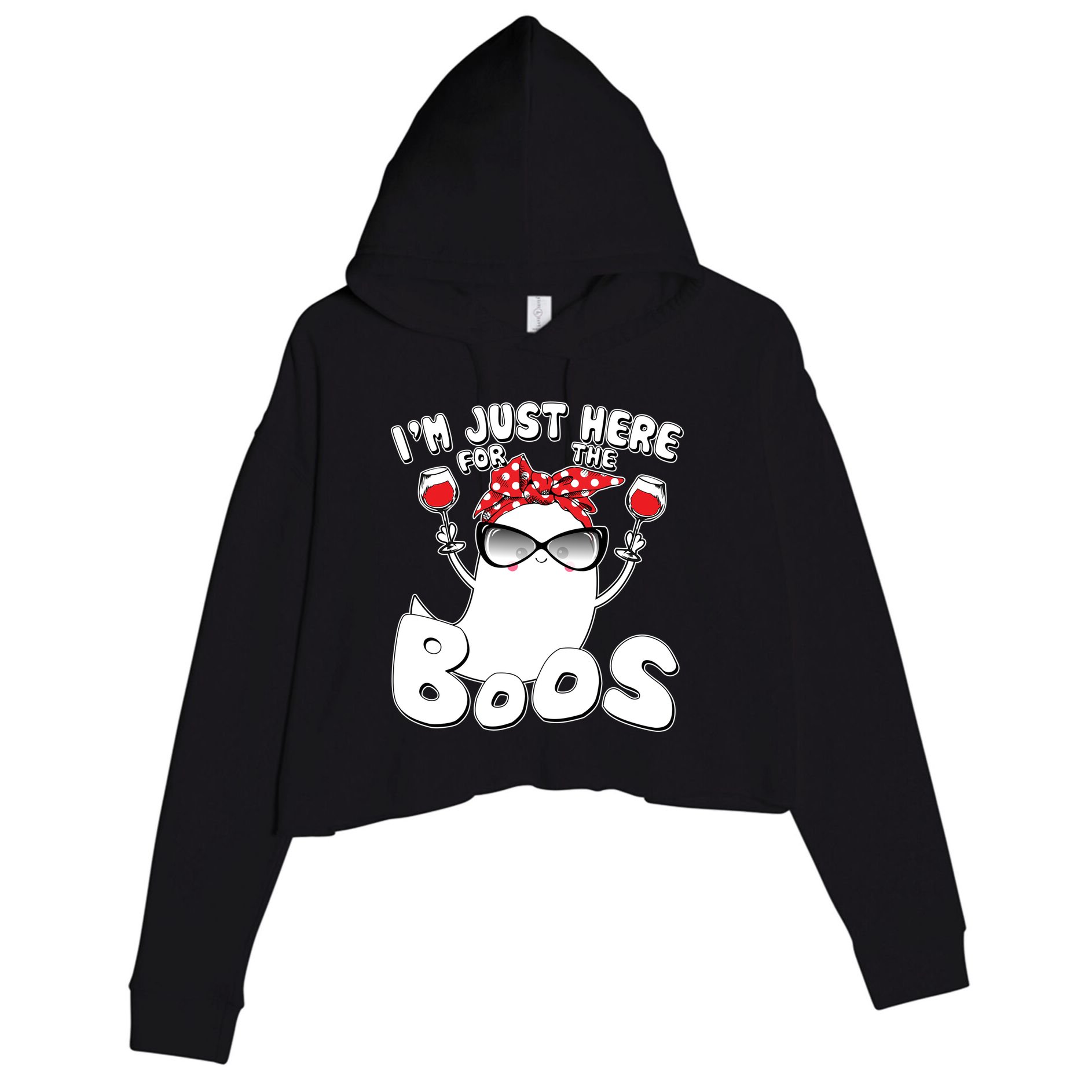 I'm Just Here For The Boos Wine Lover Crop Fleece Hoodie