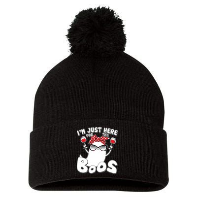 I'm Just Here For The Boos Wine Lover Pom Pom 12in Knit Beanie