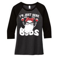 I'm Just Here For The Boos Wine Lover Women's Tri-Blend 3/4-Sleeve Raglan Shirt