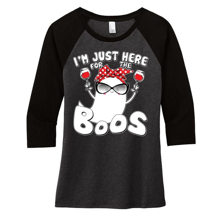 I'm Just Here For The Boos Wine Lover Women's Tri-Blend 3/4-Sleeve Raglan Shirt