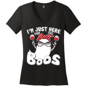 I'm Just Here For The Boos Wine Lover Women's V-Neck T-Shirt