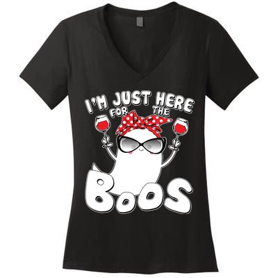 I'm Just Here For The Boos Wine Lover Women's V-Neck T-Shirt