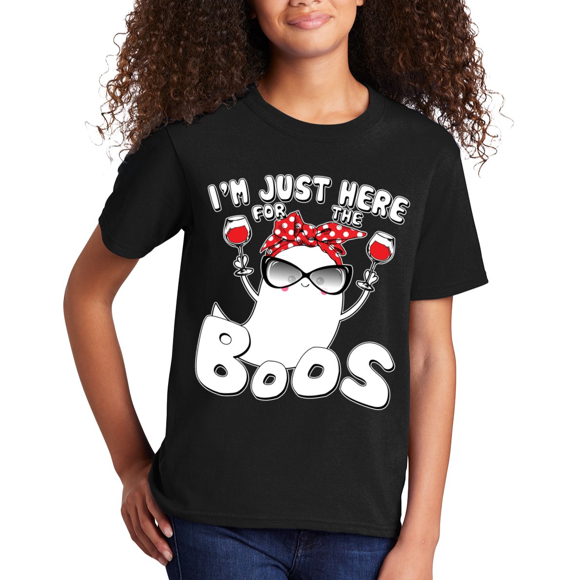 I'm Just Here For The Boos Wine Lover Kids T-Shirt