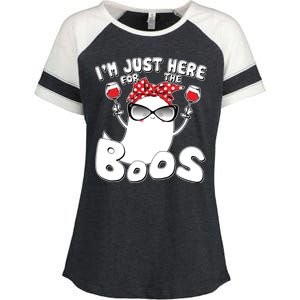 I'm Just Here For The Boos Wine Lover Enza Ladies Jersey Colorblock Tee