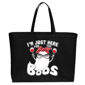 I'm Just Here For The Boos Wine Lover Cotton Canvas Jumbo Tote