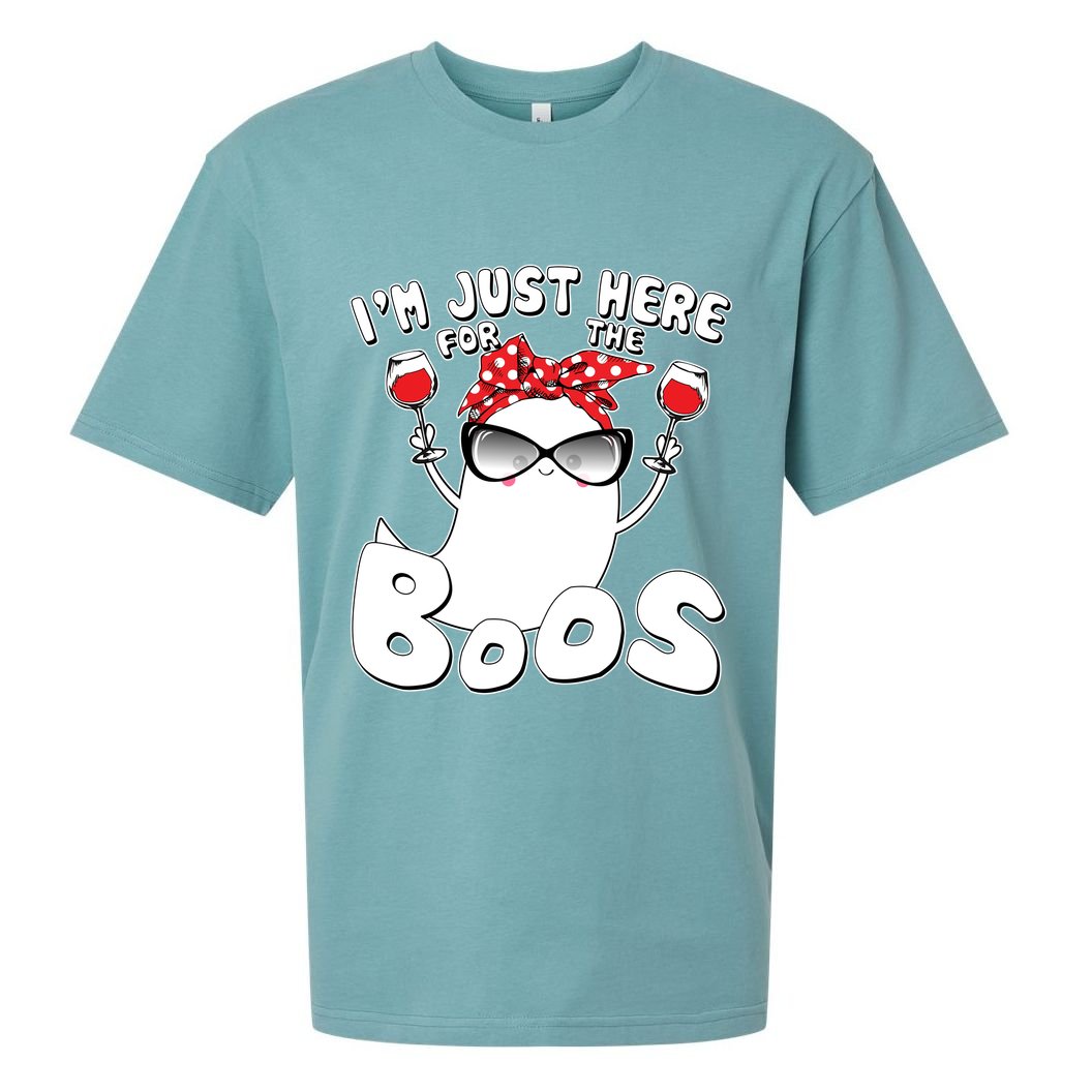 I'm Just Here For The Boos Wine Lover Sueded Cloud Jersey T-Shirt