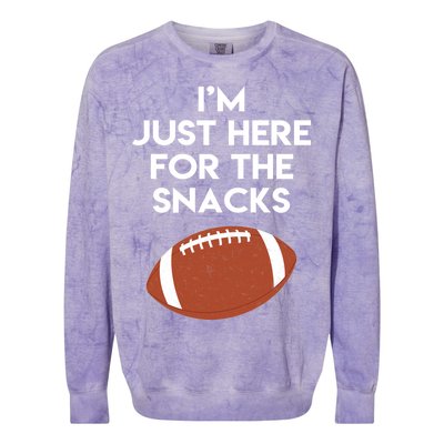 I'm Just Here for the Snacks Football Colorblast Crewneck Sweatshirt