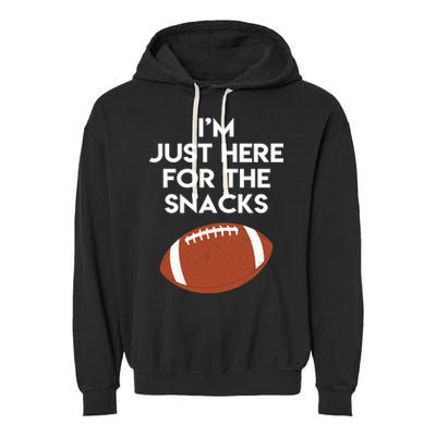 I'm Just Here for the Snacks Football Garment-Dyed Fleece Hoodie