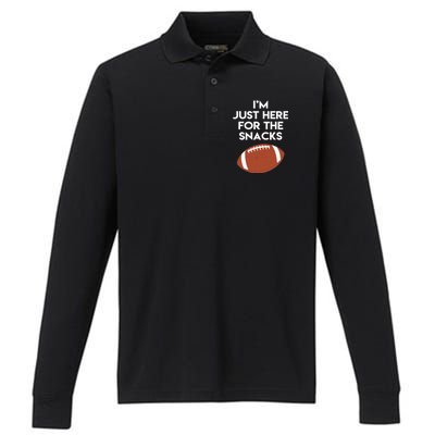 I'm Just Here for the Snacks Football Performance Long Sleeve Polo