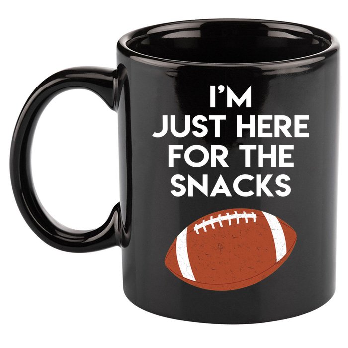 I'm Just Here for the Snacks Football 11oz C Handle Ceramic Mug