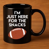 I'm Just Here for the Snacks Football 11oz C Handle Ceramic Mug