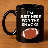 I'm Just Here for the Snacks Football 11oz C Handle Ceramic Mug