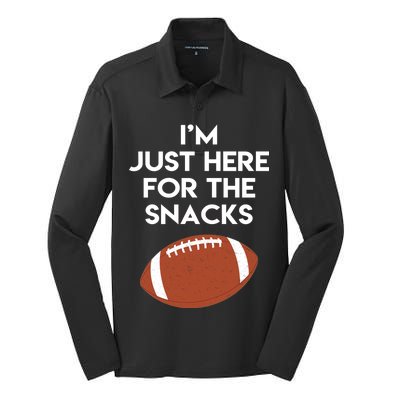 I'm Just Here for the Snacks Football Silk Touch Performance Long Sleeve Polo