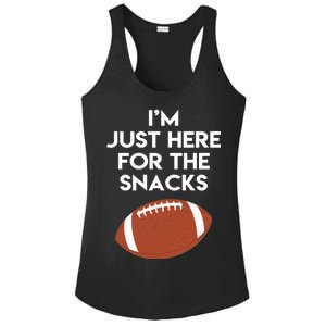 I'm Just Here for the Snacks Football Ladies PosiCharge Competitor Racerback Tank