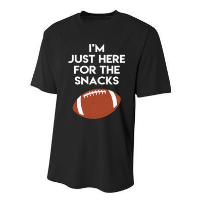 I'm Just Here for the Snacks Football Youth Performance Sprint T-Shirt
