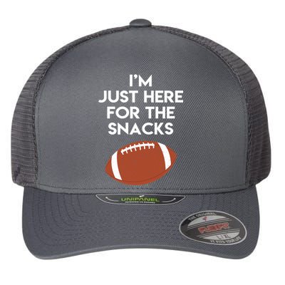 I'm Just Here for the Snacks Football Flexfit Unipanel Trucker Cap