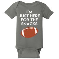 I'm Just Here for the Snacks Football Baby Bodysuit