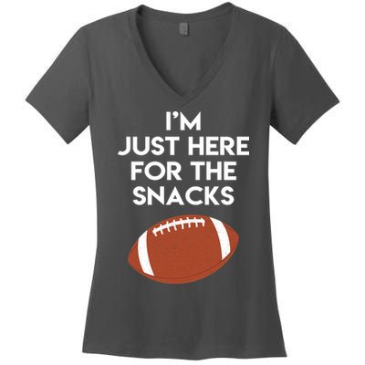 I'm Just Here for the Snacks Football Women's V-Neck T-Shirt