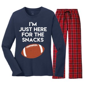 I'm Just Here for the Snacks Football Women's Long Sleeve Flannel Pajama Set 