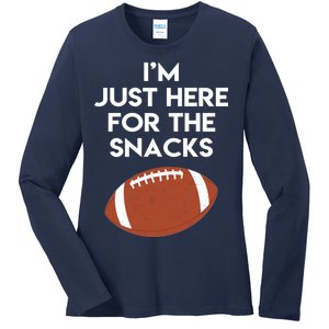 I'm Just Here for the Snacks Football Ladies Long Sleeve Shirt