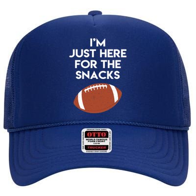 I'm Just Here for the Snacks Football High Crown Mesh Back Trucker Hat