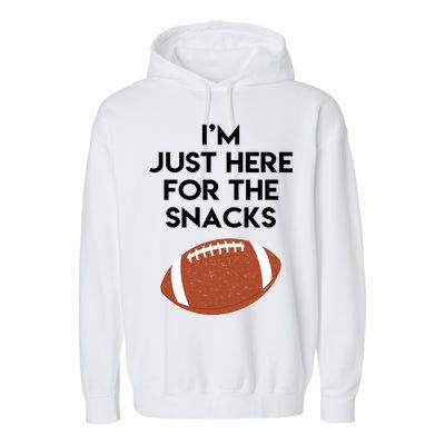 I'm Just Here for the Snacks Football Garment-Dyed Fleece Hoodie