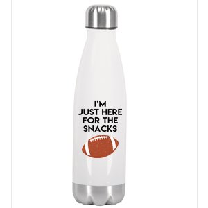 I'm Just Here for the Snacks Football Stainless Steel Insulated Water Bottle