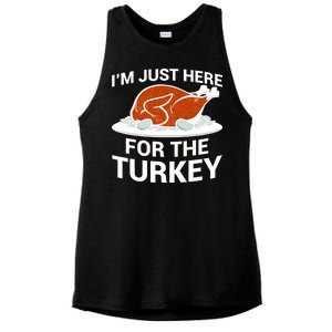 I'm Just Here For The Turkey Thanksgiving Ladies PosiCharge Tri-Blend Wicking Tank