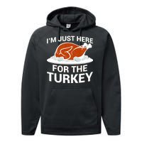 I'm Just Here For The Turkey Thanksgiving Performance Fleece Hoodie