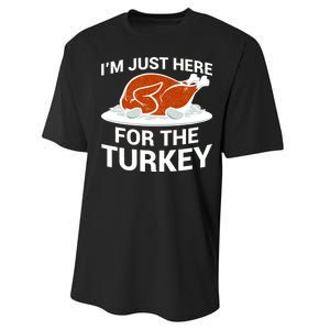 I'm Just Here For The Turkey Thanksgiving Performance Sprint T-Shirt