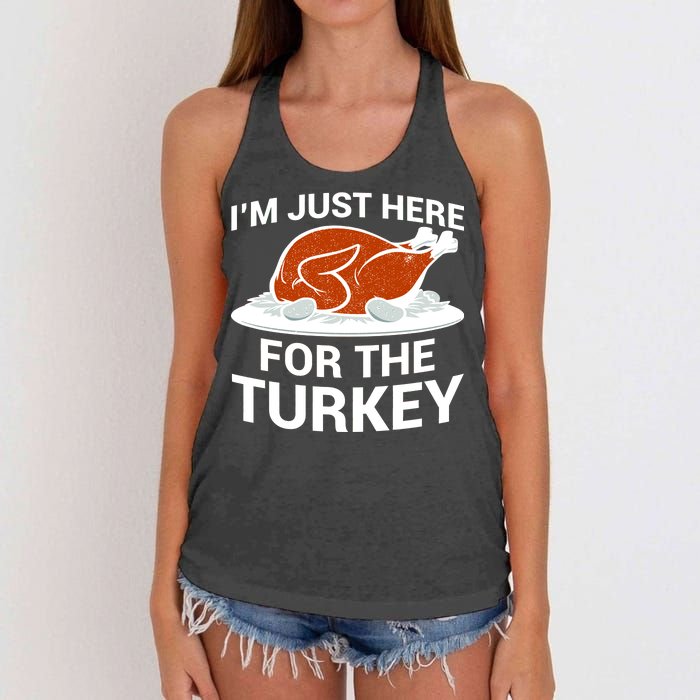 I'm Just Here For The Turkey Thanksgiving Women's Knotted Racerback Tank