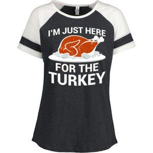 I'm Just Here For The Turkey Thanksgiving Enza Ladies Jersey Colorblock Tee