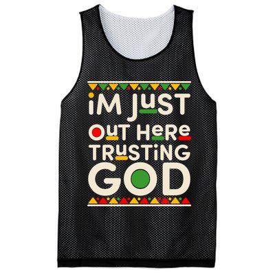 I'm Just Out Here Trusting God Traditional Colors Mesh Reversible Basketball Jersey Tank