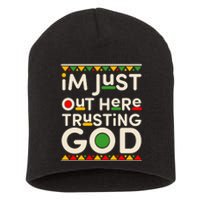 I'm Just Out Here Trusting God Traditional Colors Short Acrylic Beanie