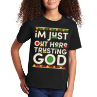I'm Just Out Here Trusting God Traditional Colors Kids T-Shirt