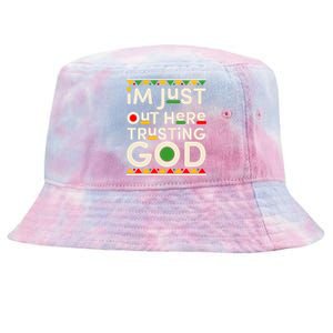 I'm Just Out Here Trusting God Traditional Colors Tie-Dyed Bucket Hat