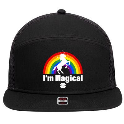 I'm Magical Clover Unicorn 7 Panel Mesh Trucker Snapback Hat