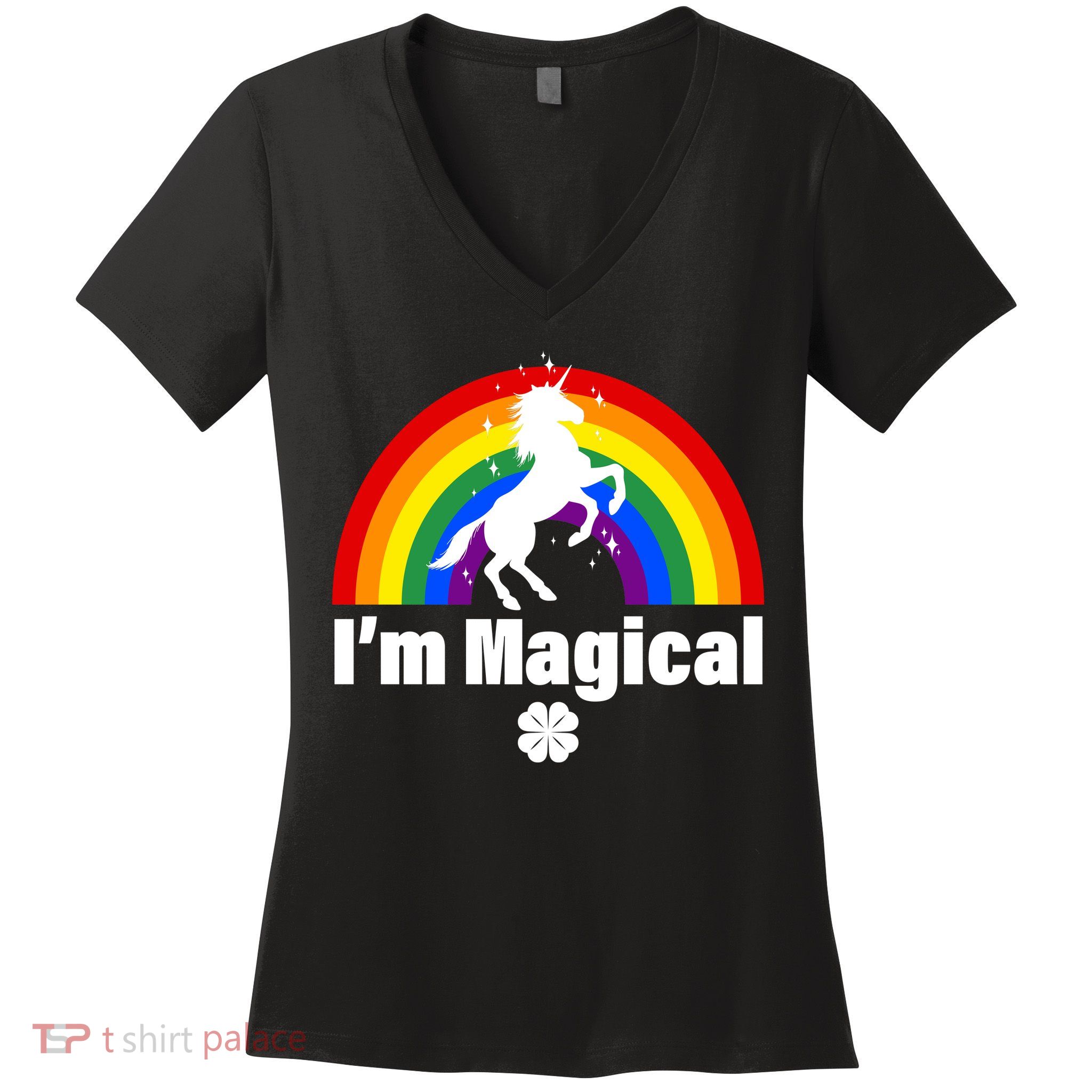 I'm Magical Clover Unicorn Women's V-Neck T-Shirt