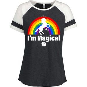 I'm Magical Clover Unicorn Enza Ladies Jersey Colorblock Tee