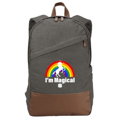 I'm Magical Clover Unicorn Cotton Canvas Backpack
