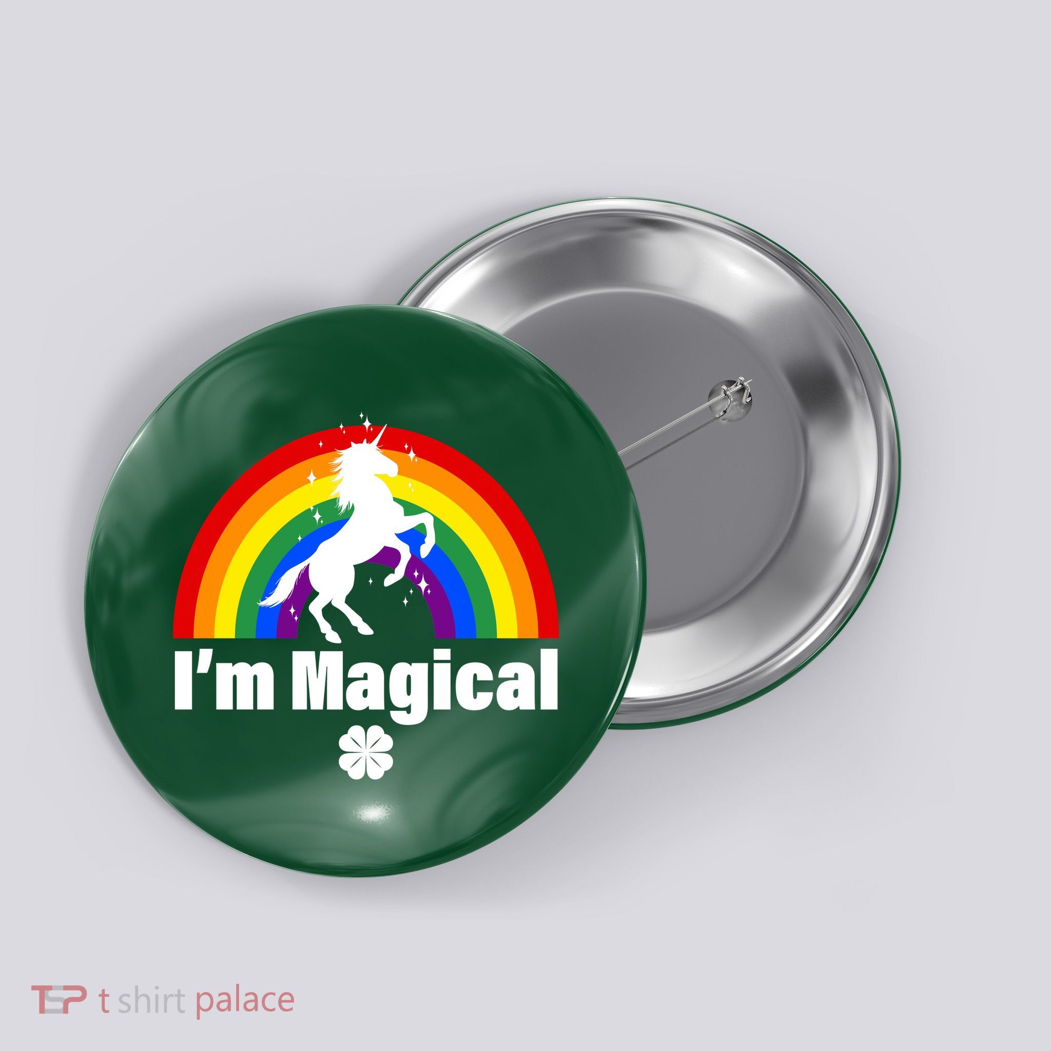 I'm Magical Clover Unicorn Button