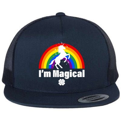 I'm Magical Clover Unicorn Flat Bill Trucker Hat